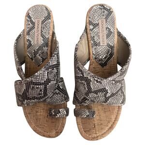 Donald Pliner Metallic‎ Snake Print Leather Wedge-Heel Sandals Size 11